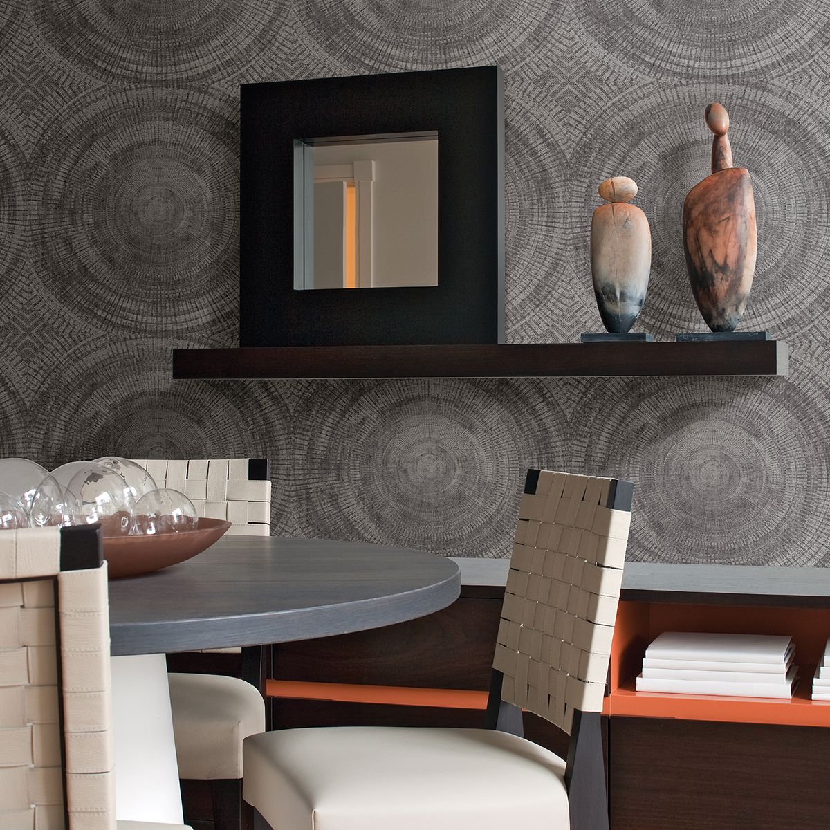 Lalit Taupe Medallion Wallpaper  | Brewster Wallcovering - The WorkRm