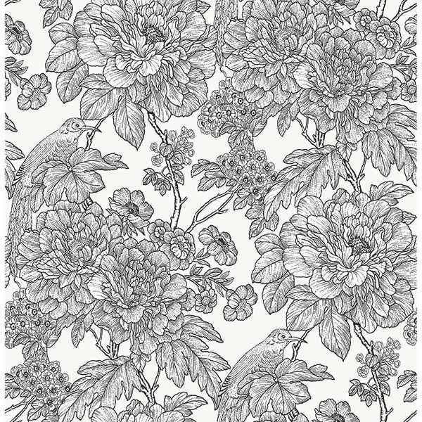 Black White Sudbury Peel and Stick Wallpaper - York Wallcoverings - NUS3544