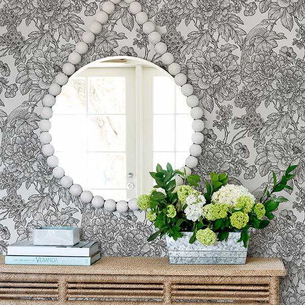 Black White Sudbury Peel and Stick Wallpaper - York Wallcoverings - NUS3544 - York Wallcoverings Wallpaper
