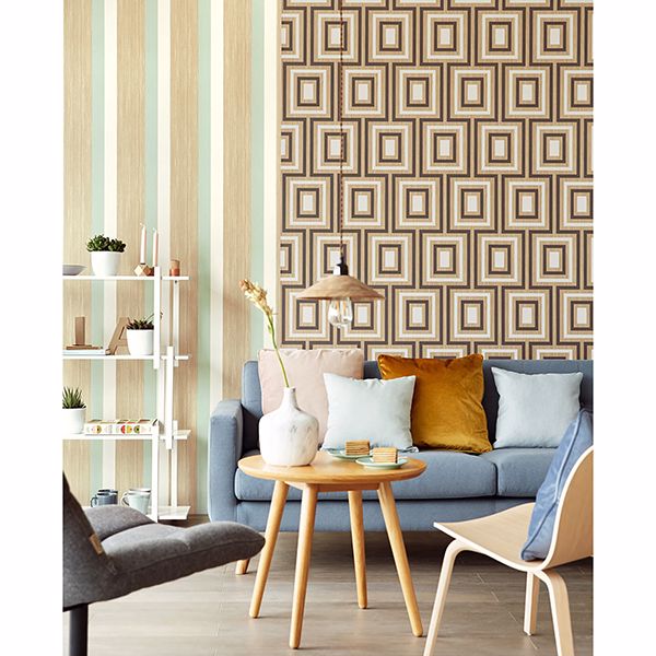 Loke Charcoal Wood Geometric Wallpaper  | Brewster Wallcovering - The WorkRm