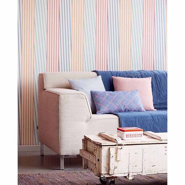 Maryam Multicolor Modern Stripe Wallpaper  | Brewster Wallcovering