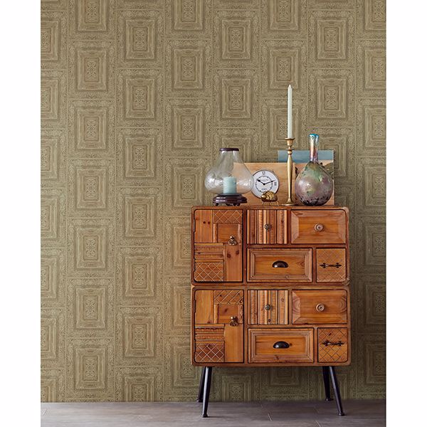 Olsson Moss Wood Panel Wallpaper - Brewster Wallcovering