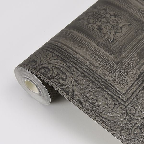 Olsson Charcoal Wood Panel Wallpaper - Brewster Wallcovering