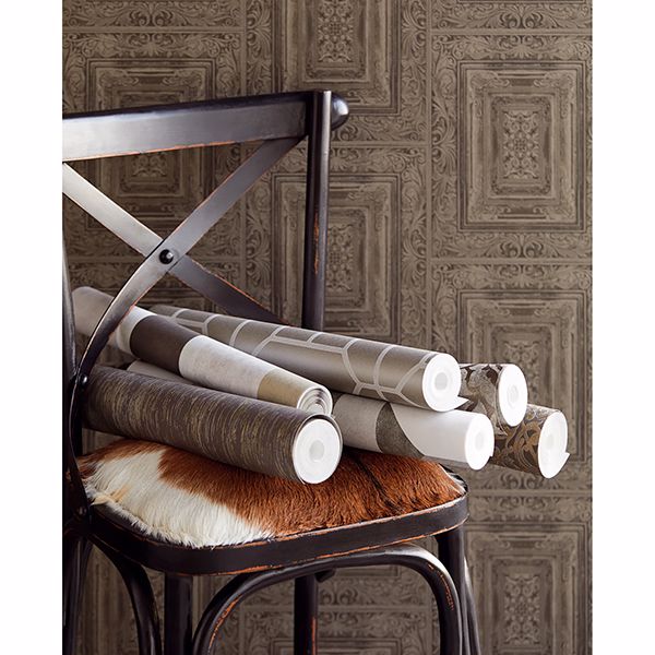 Olsson Charcoal Wood Panel Wallpaper  | Brewster Wallcovering - The WorkRm