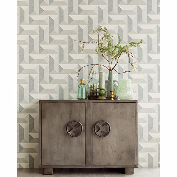 Sigge Slate Geometric Wallpaper - Brewster Wallcovering