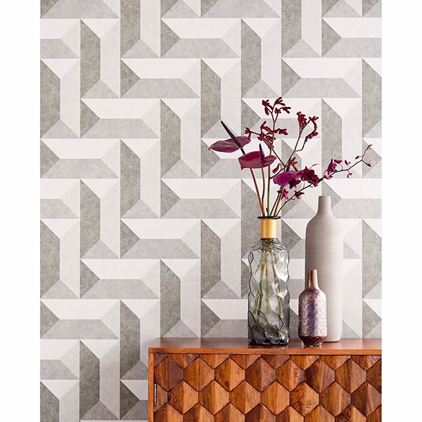 Sigge Dark Grey Geometric Wallpaper - Brewster Wallcovering