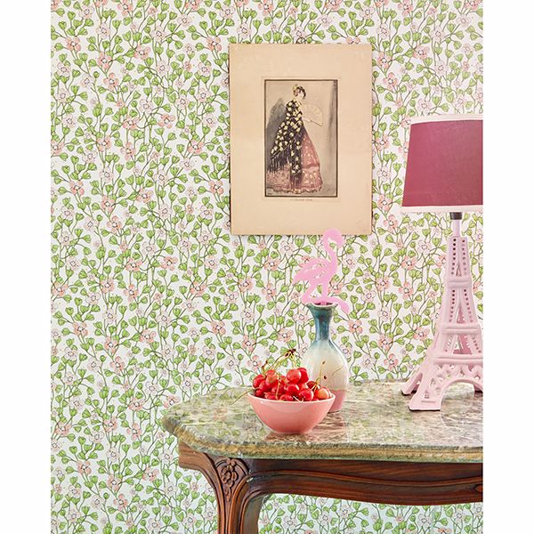 Maja Light Pink Miniature Floral Wallpaper - Brewster Wallcovering