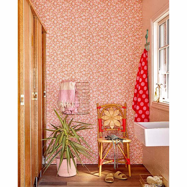 Maja Pink Miniature Floral Wallpaper - Brewster Wallcovering