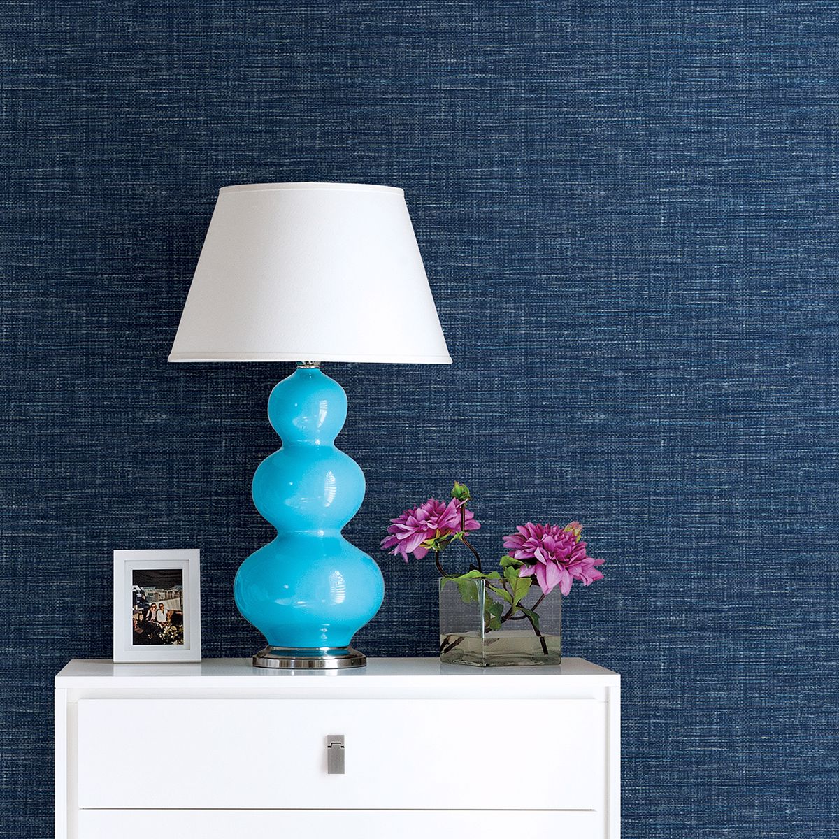 Exhale Dark Blue Faux Grasscloth Wallpaper  | Brewster Wallcovering - The WorkRm