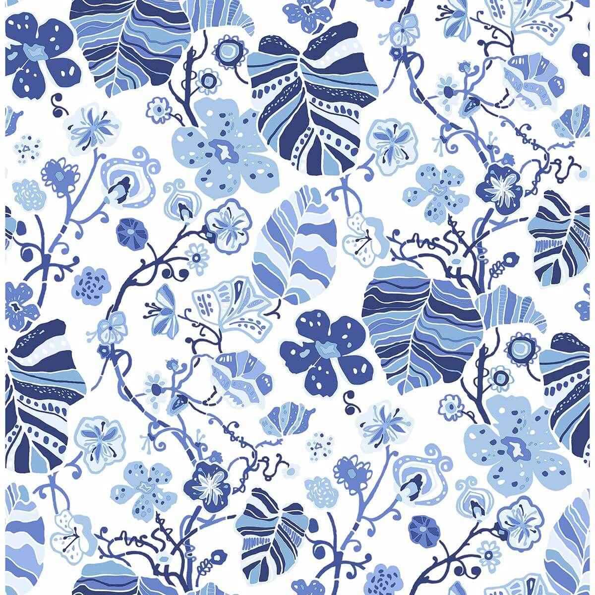 Gwyneth Indigo Floral Wallpaper - York Wallcoverings - 2903-25810