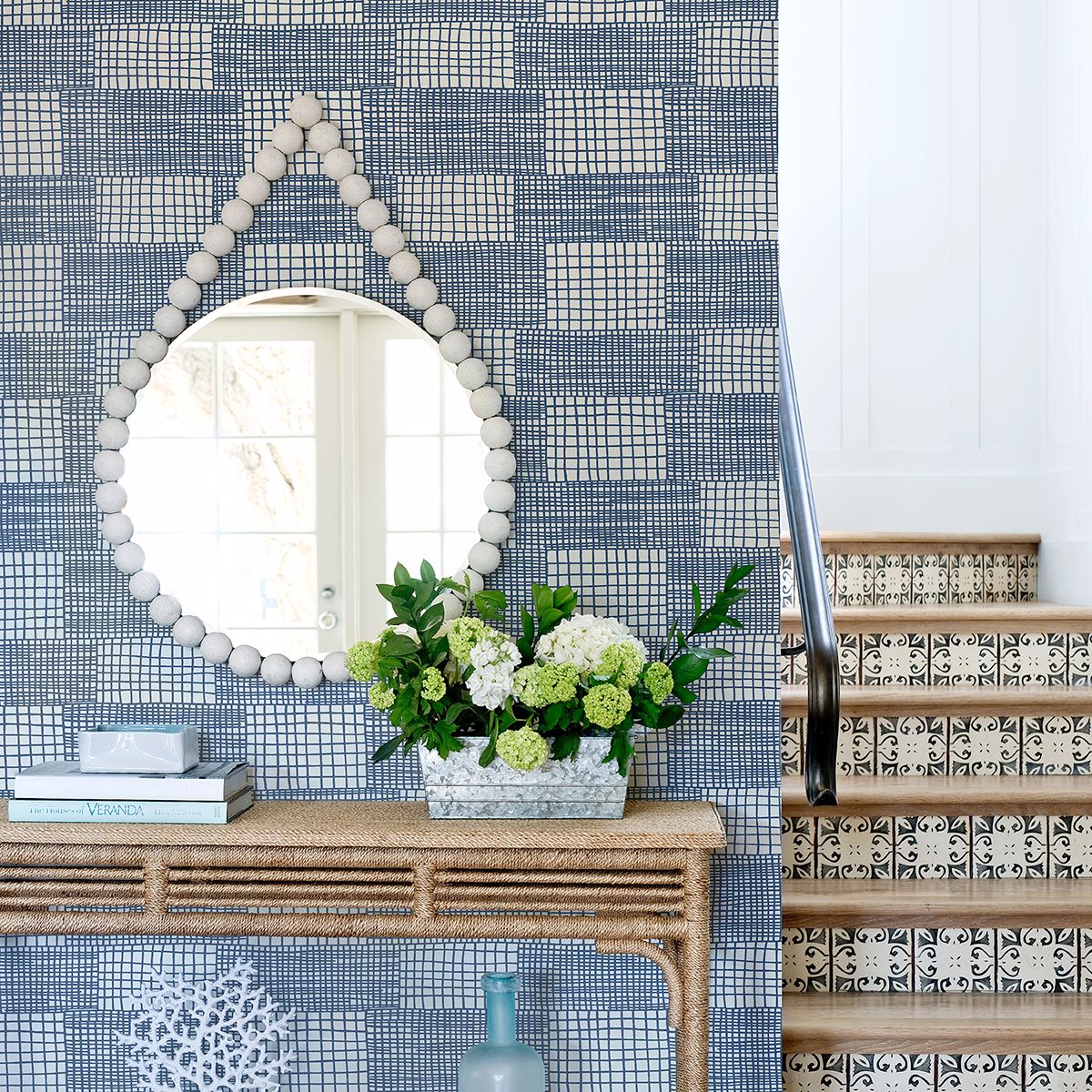 Maxwell Blue Geometric Wallpaper  | Brewster Wallcovering - The WorkRm