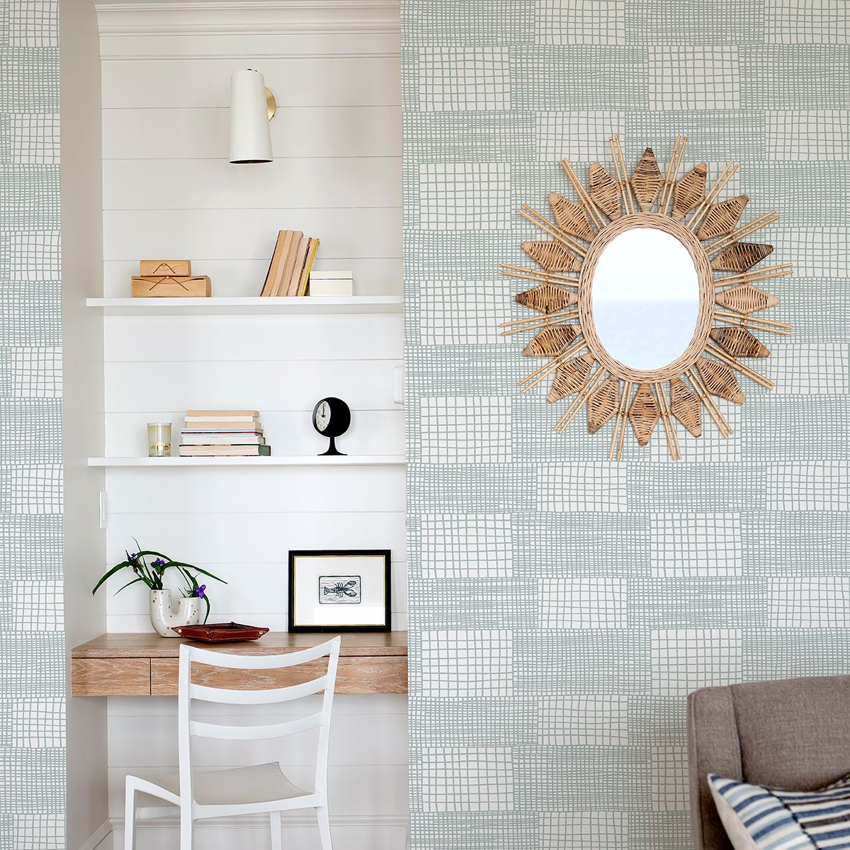 Maxwell Aqua Geometric Wallpaper - Brewster Wallcovering