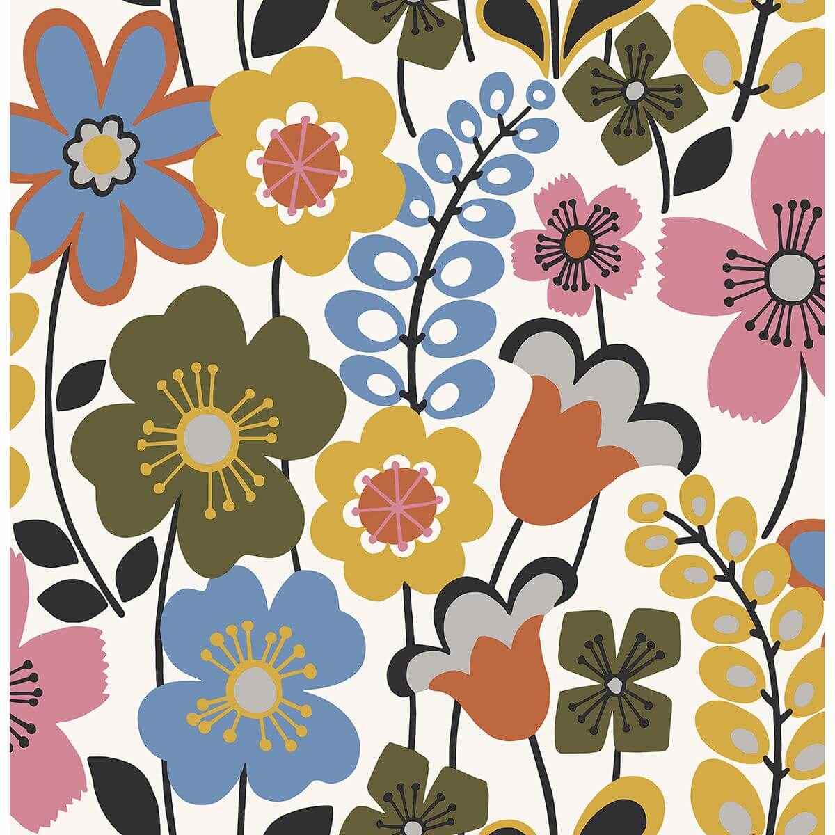 Piper Multicolor Floral Wallpaper - York Wallcoverings - 2903-25825