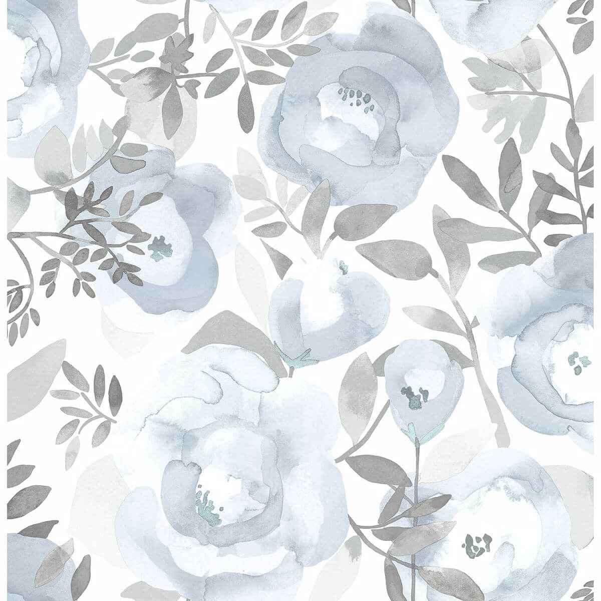 Orla Blue Floral Wallpaper - York Wallcoverings - 2903-25841 - York Wallcoverings Wallpaper
