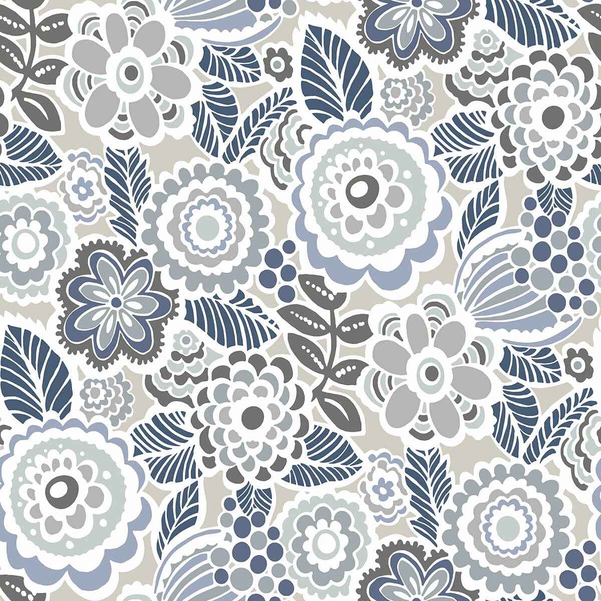 Lucy Grey Floral Wallpaper - York Wallcoverings - 2903-25864