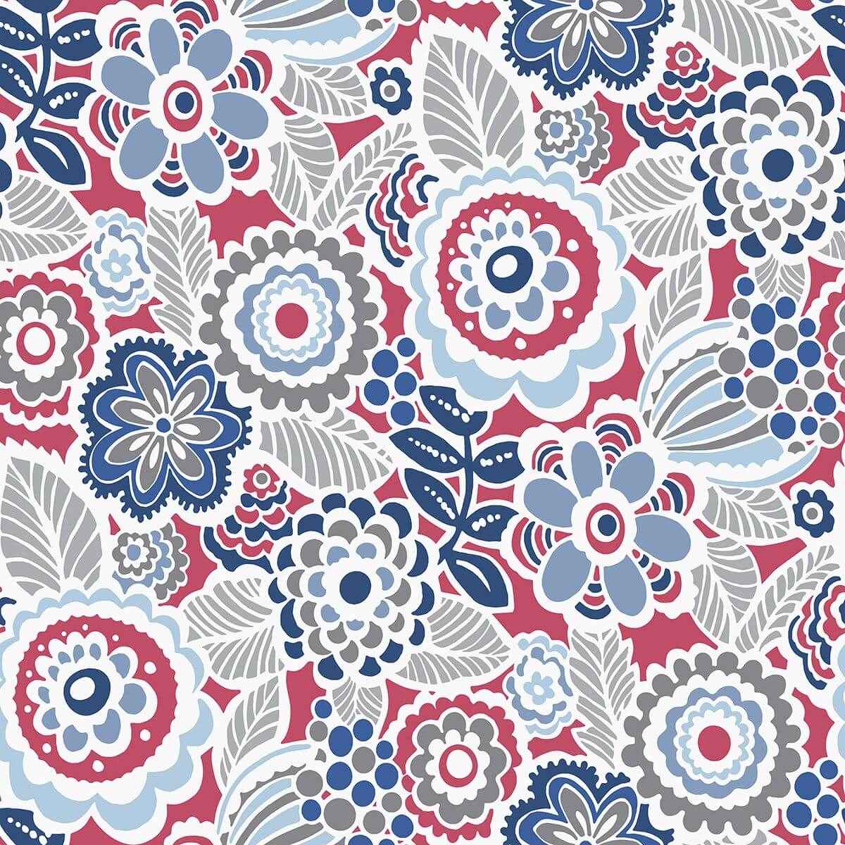 Lucy Red Floral Wallpaper - York Wallcoverings - 2903-25868 - York Wallcoverings Wallpaper