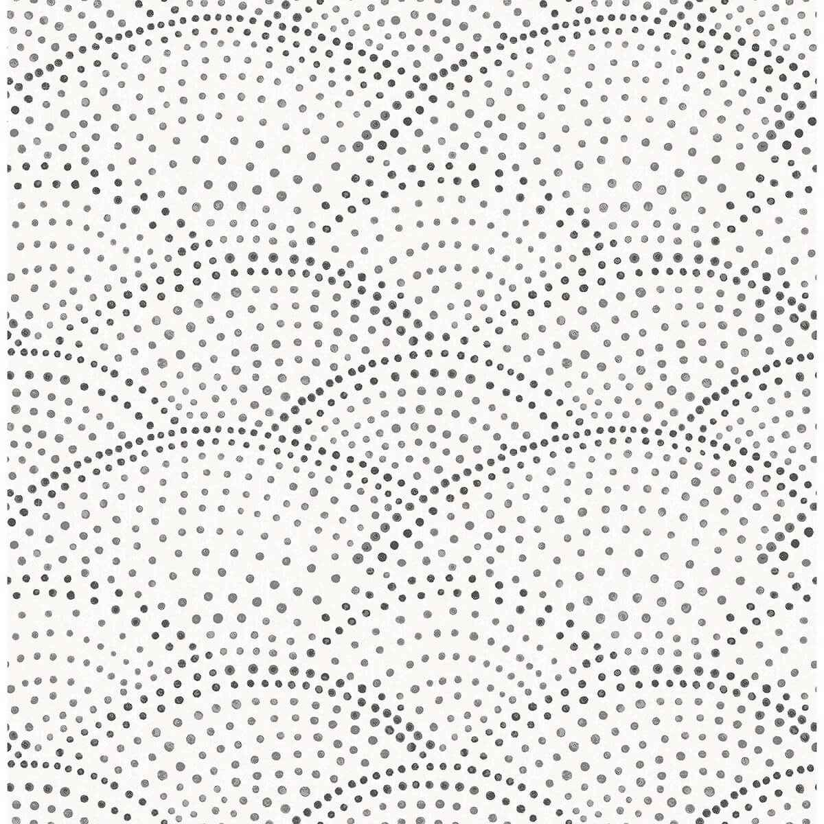 Bennett Charcoal Dotted Scallop Wallpaper - York Wallcoverings - 2903-25870