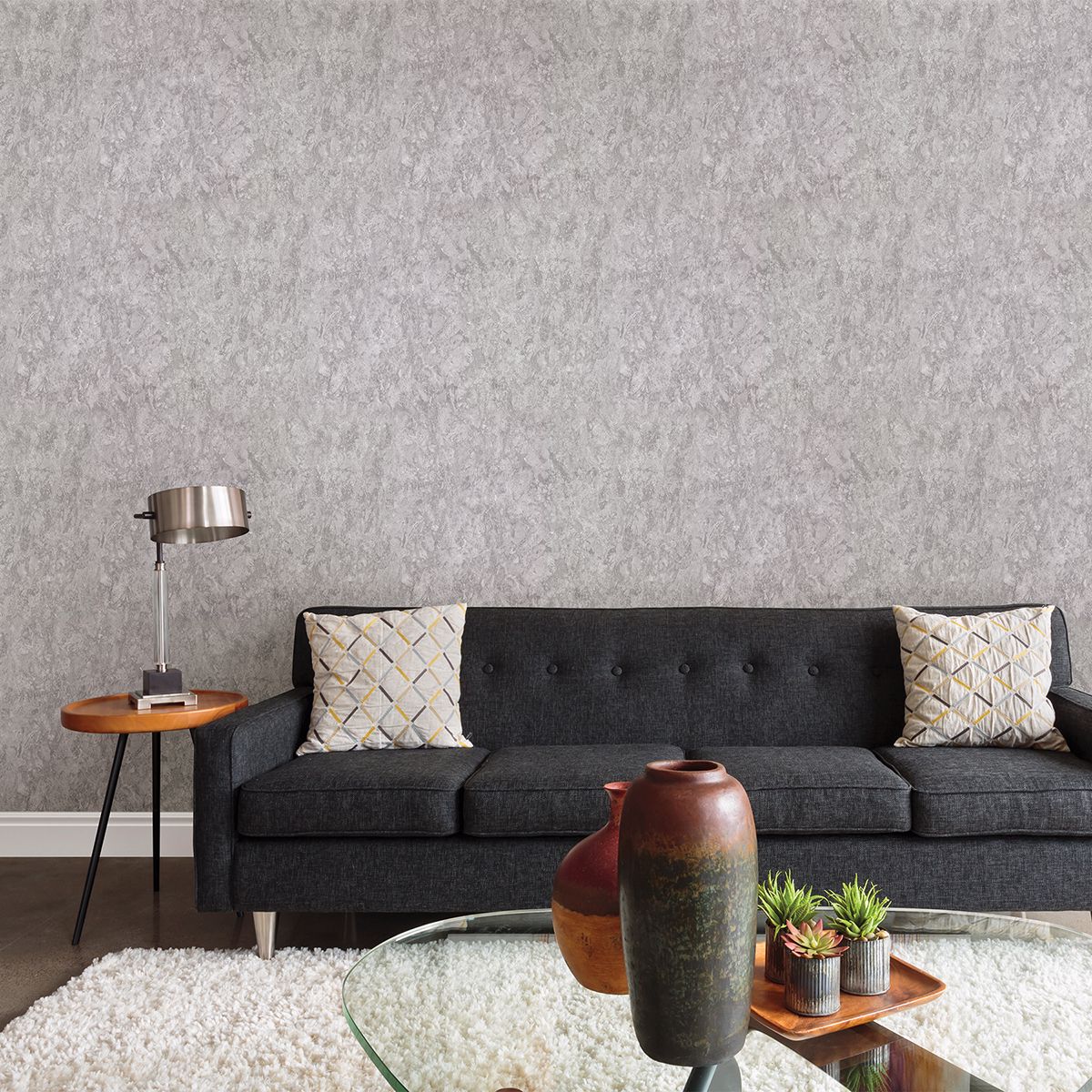 Verona Light Grey Patina Texture Wallpaper - Brewster Wallcovering