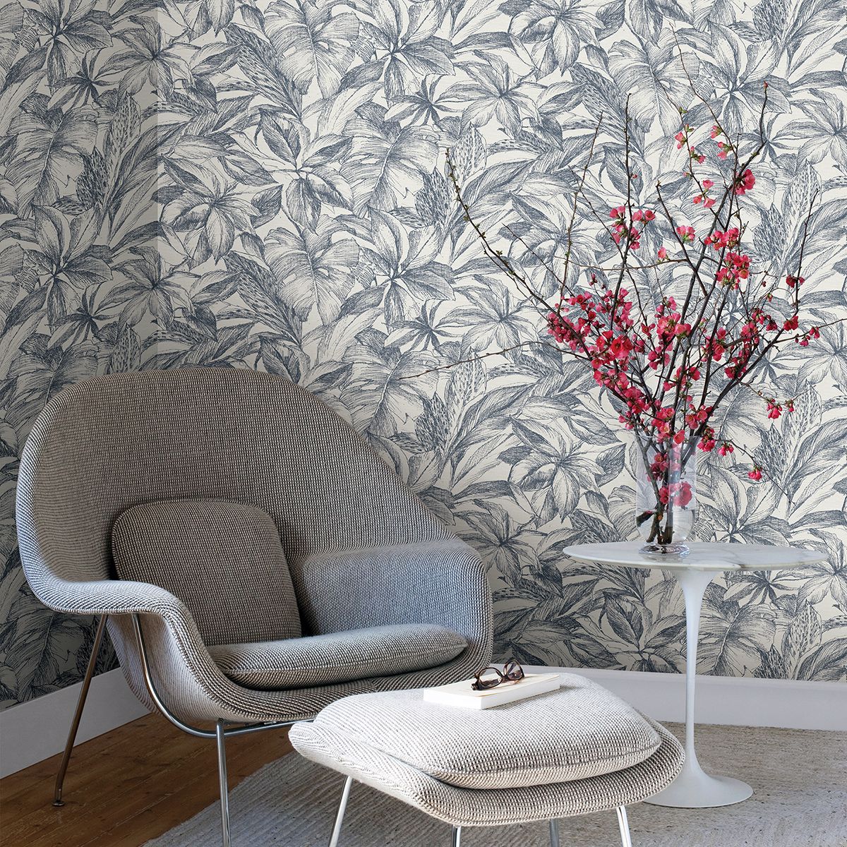 Simone Denim Tropical Wallpaper  | Brewster Wallcovering - The WorkRm