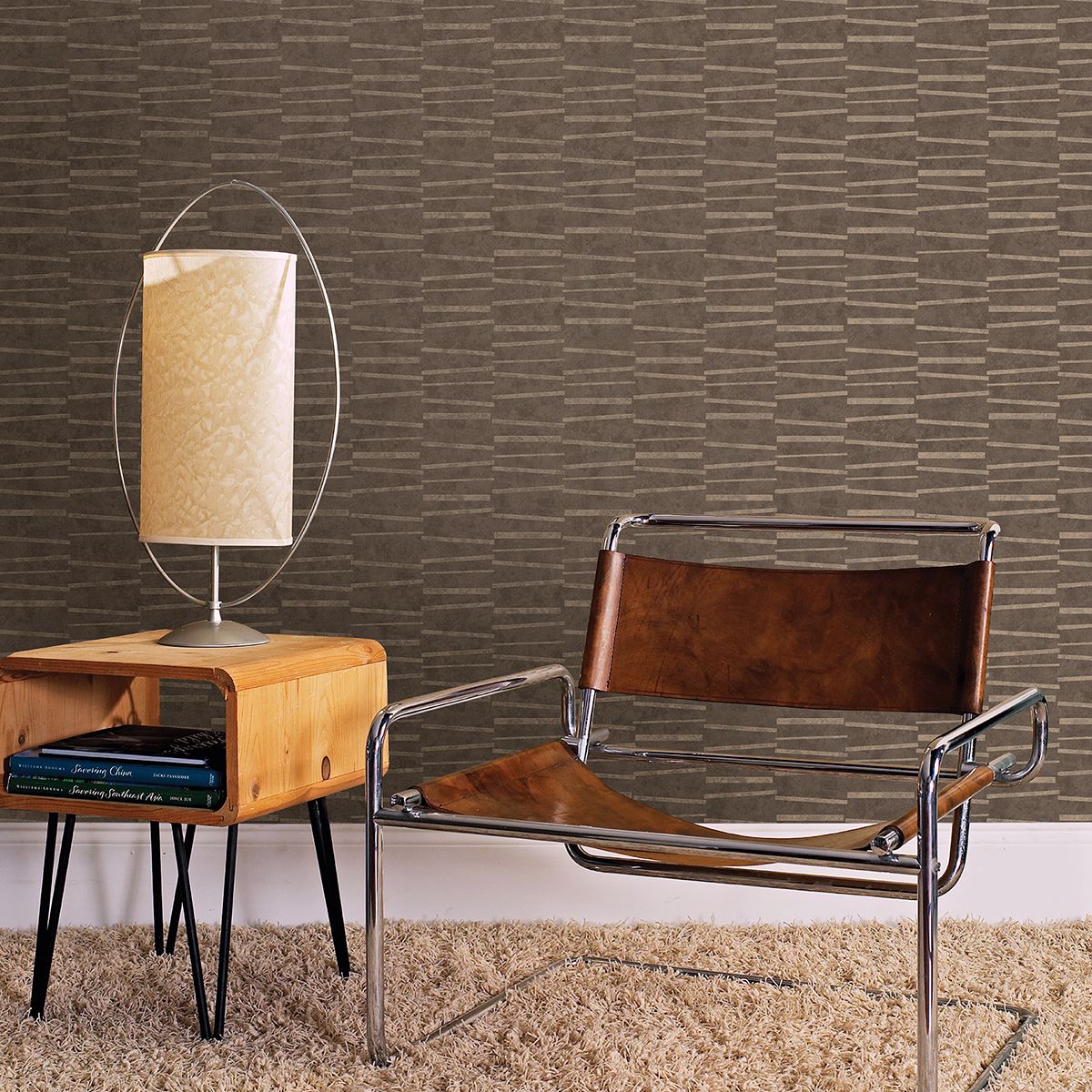 Luminescence Brown Abstract Stripe Wallpaper  | Brewster Wallcovering - The WorkRm