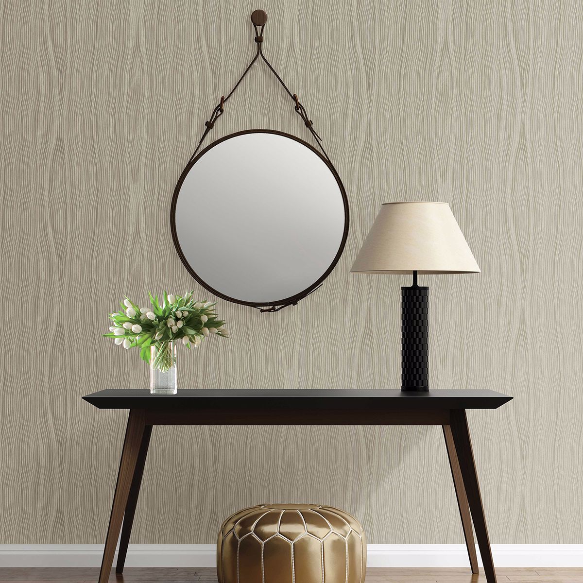 Grayson Taupe Geometric Wallpaper  | Brewster Wallcovering - The WorkRm