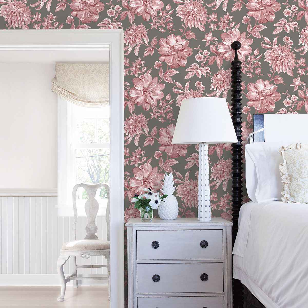 Gabriela Rasberry Floral Wallpaper - York Wallcoverings - UW25897