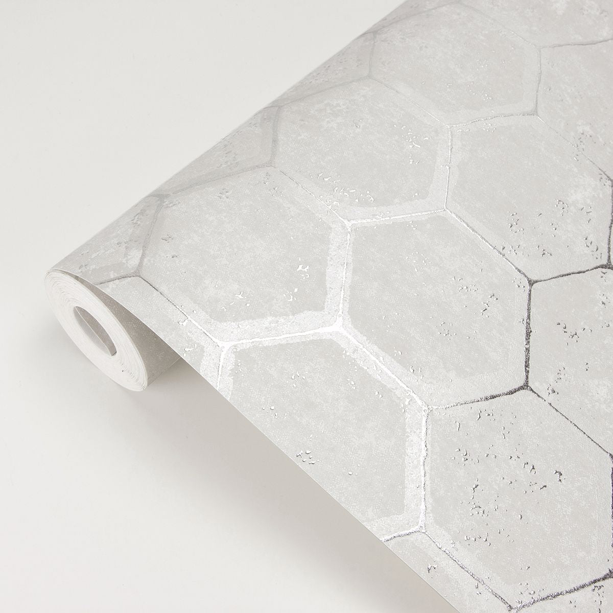 Starling Silver Honeycomb Wallpaper - Brewster Wallcovering