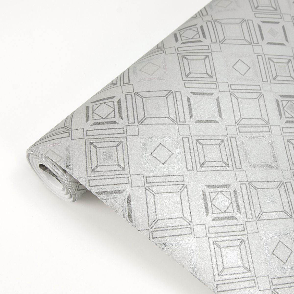 Sonic Light Grey Geometric Wallpaper - Brewster Wallcovering