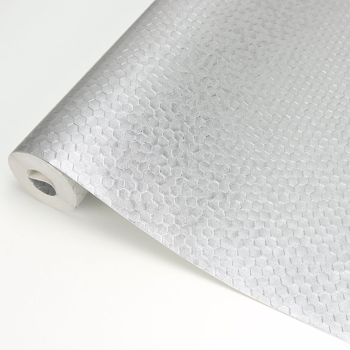 Carbon Silver Honeycomb Geometric Wallpaper - Brewster Wallcovering