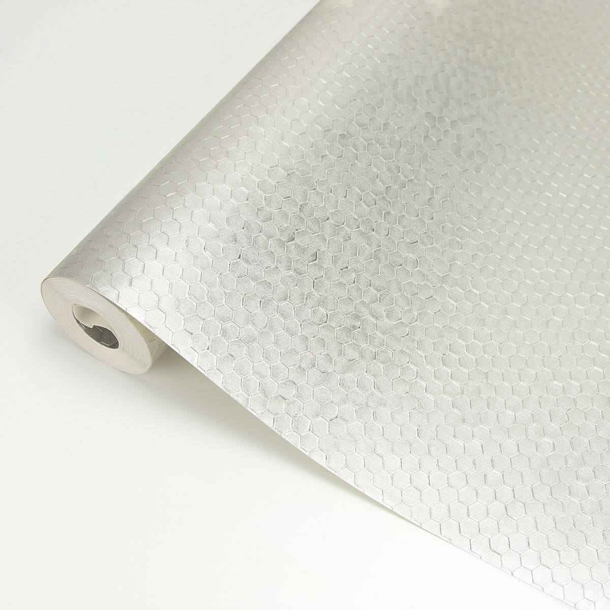 Carbon Platinum Honeycomb Geometric Wallpaper - York Wallcoverings - 2927-42486 - York Wallcoverings Wallpaper
