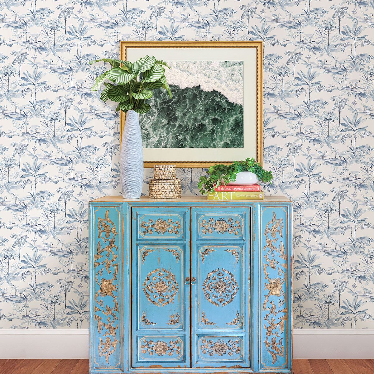 Lagoon Blue Scenic Island Wallpaper  | Brewster Wallcovering - The WorkRm