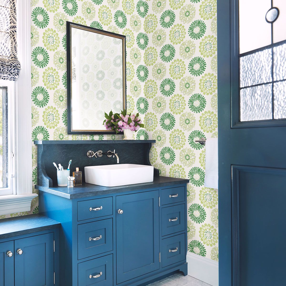 Sunkissed Green Floral Wallpaper - Brewster Wallcovering