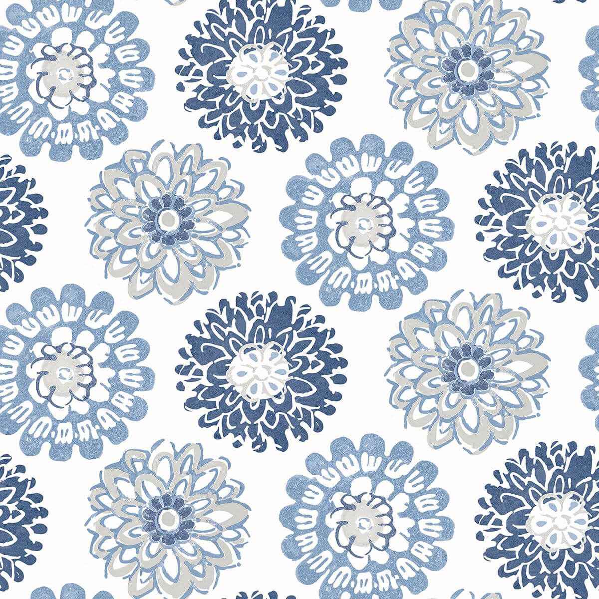 Sunkissed Blue Floral Wallpaper - York Wallcoverings - 3120-13705