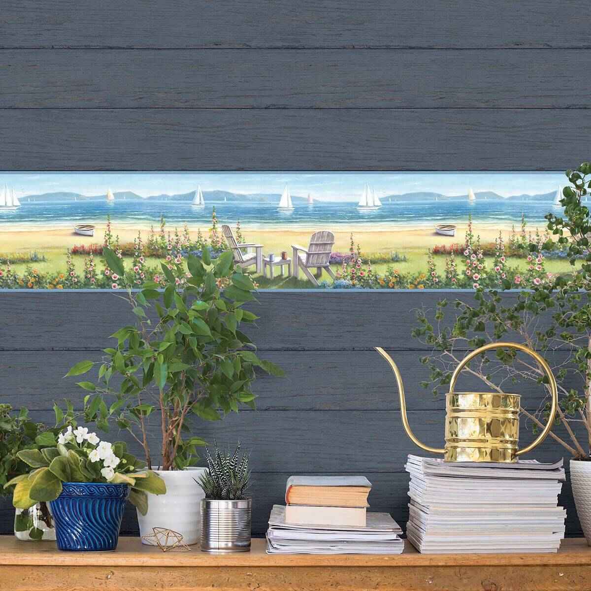 Barnstable Blue Seaside Portrait Wallpaper - York Wallcoverings - 3120-20021B - York Wallcoverings Wallpaper