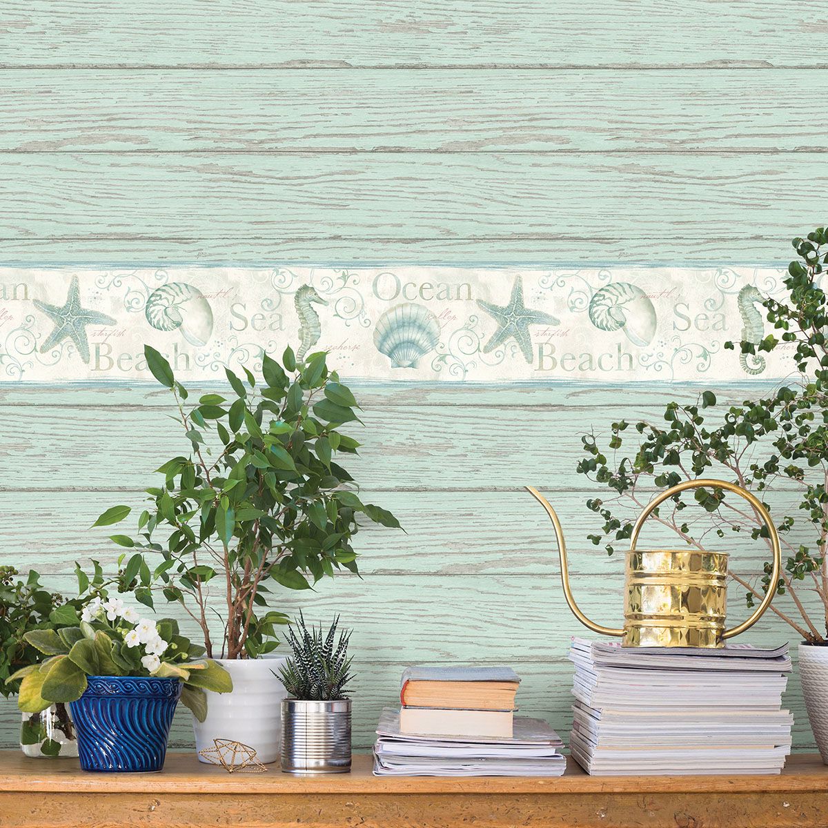 Island Bay Sea Green Starfish Border - Brewster Wallcovering