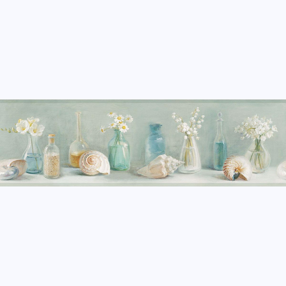 Picture of Cahoon Teal Vases Border