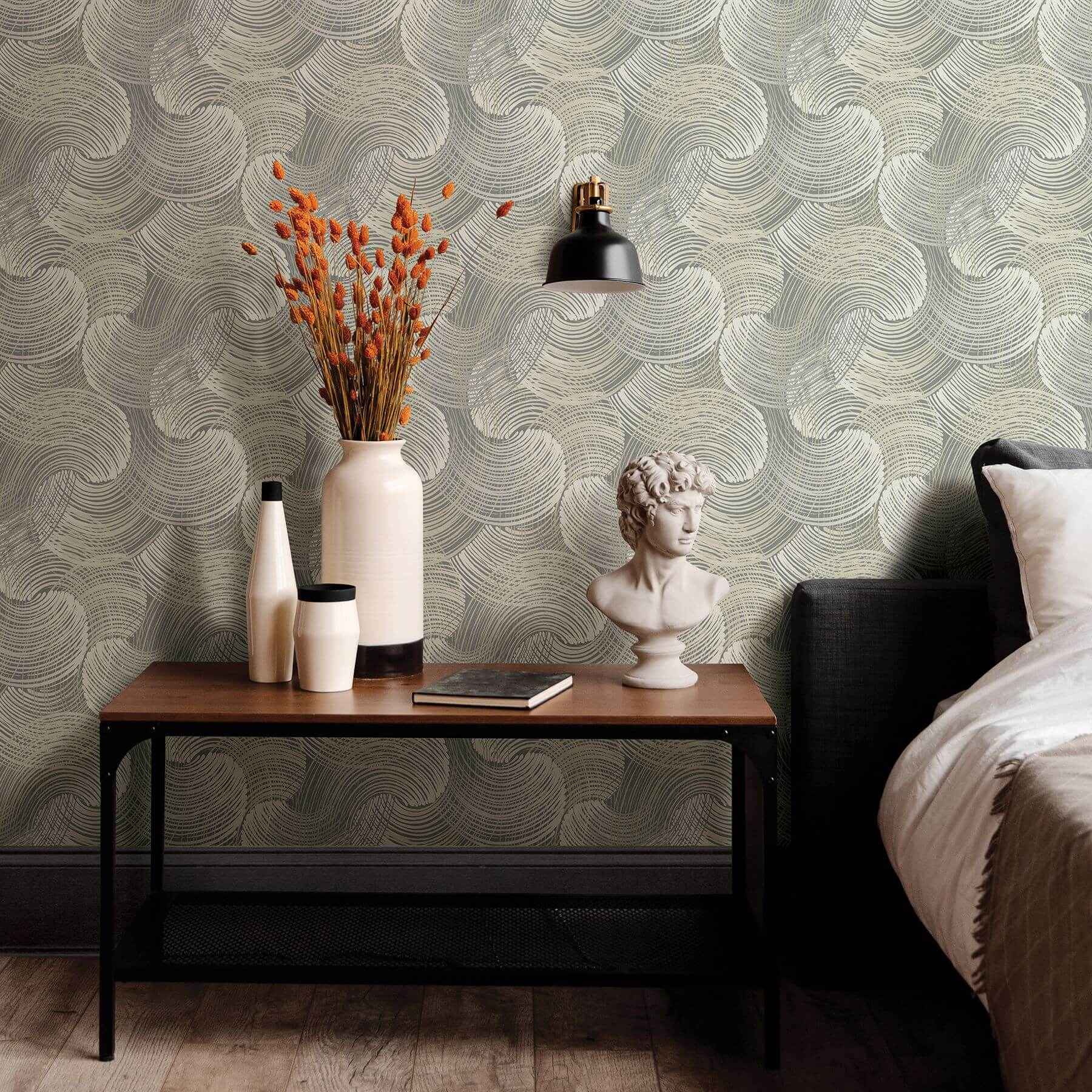 Karson Grey Swirling Geometric Wallpaper - York Wallcoverings - 2964-25906 - York Wallcoverings Wallpaper