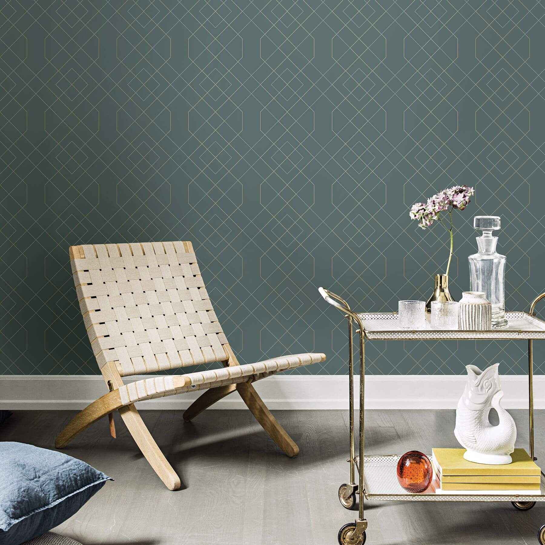 Ballard Teal Geometric Wallpaper - York Wallcoverings - 2964-25911 - York Wallcoverings Wallpaper