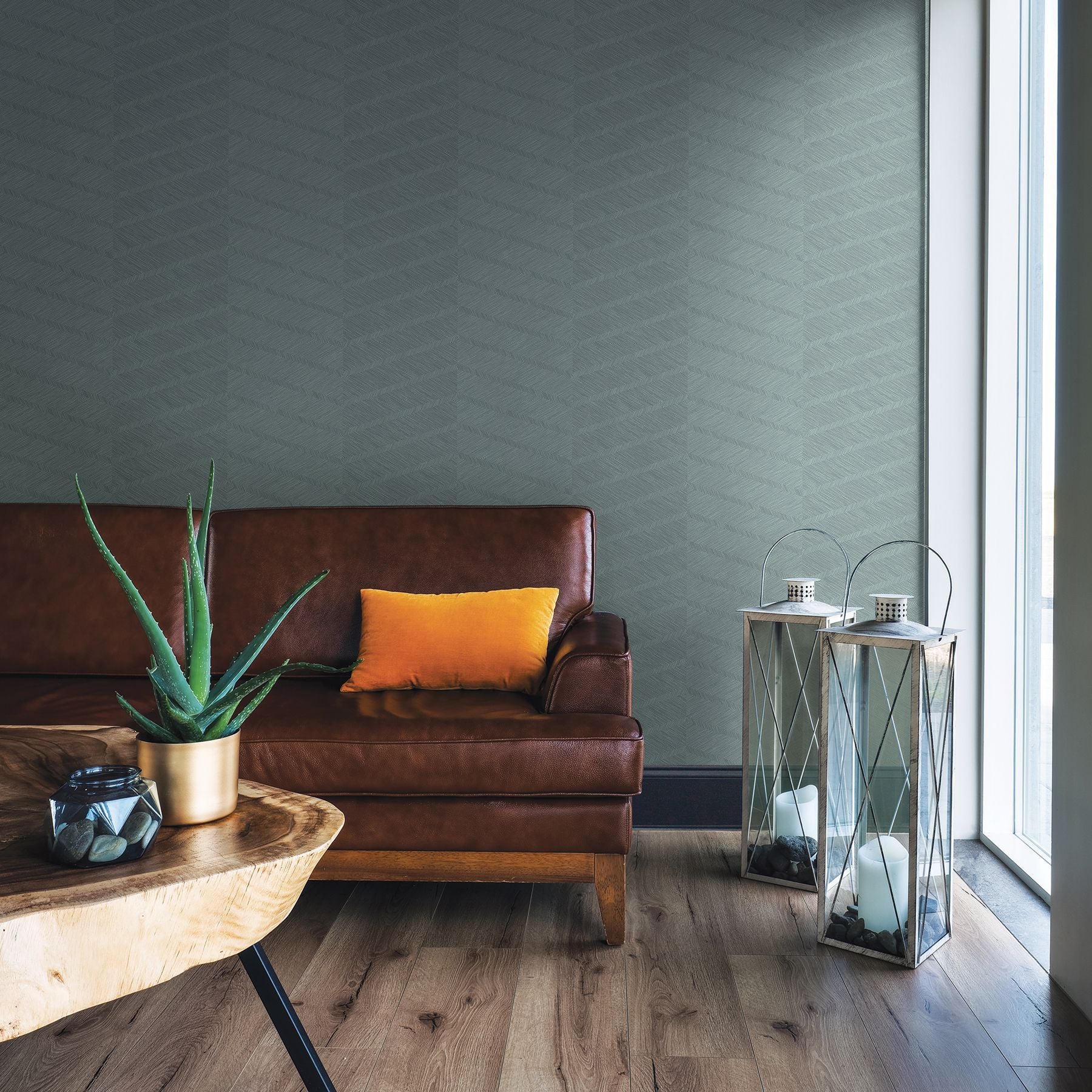 Aspen Aqua Chevron Wallpaper- Scott Living - Brewster Wallcovering