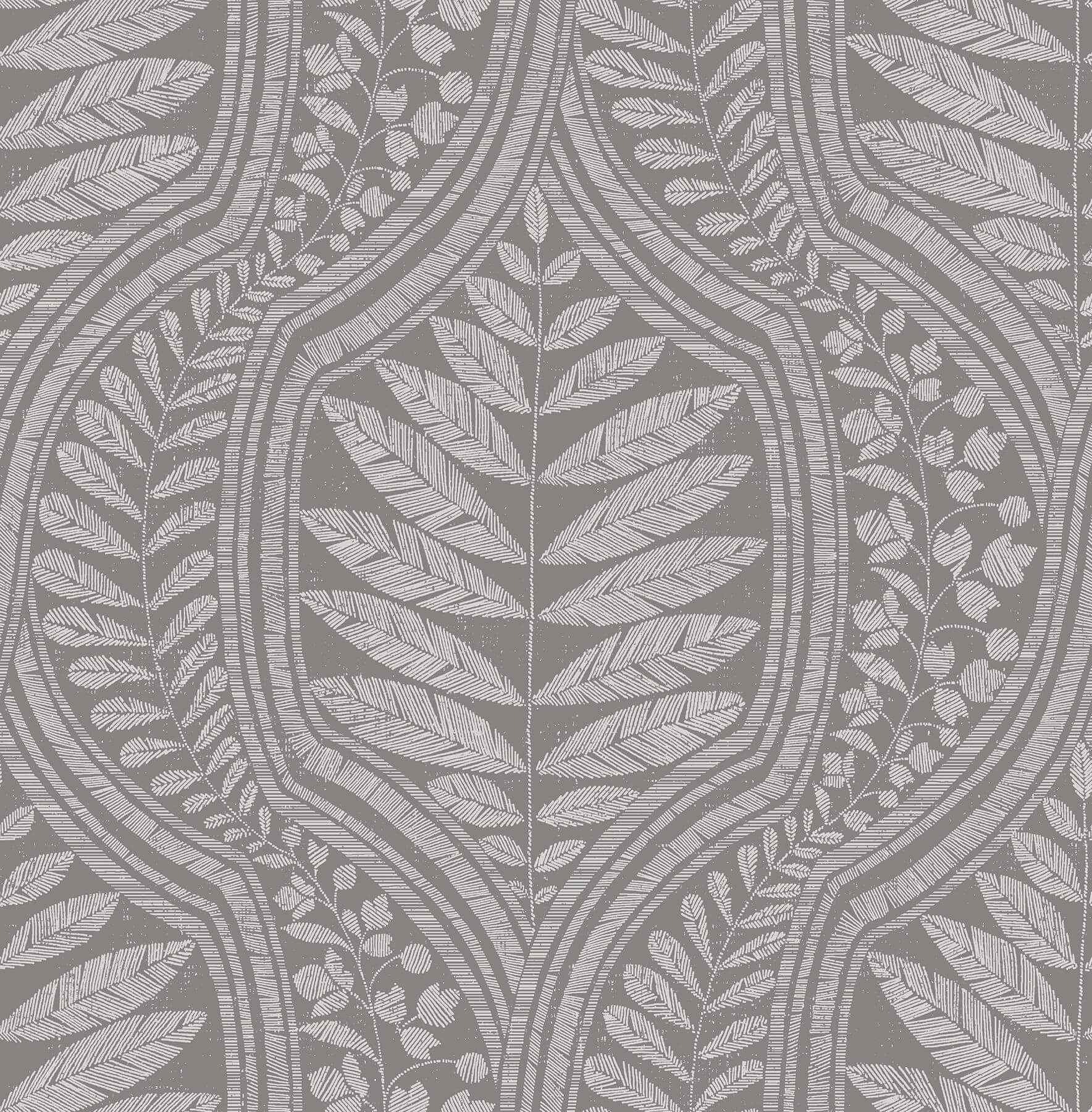 Juno Dark Grey Grey Ogee Wallpaper - York Wallcoverings - 2964-25951