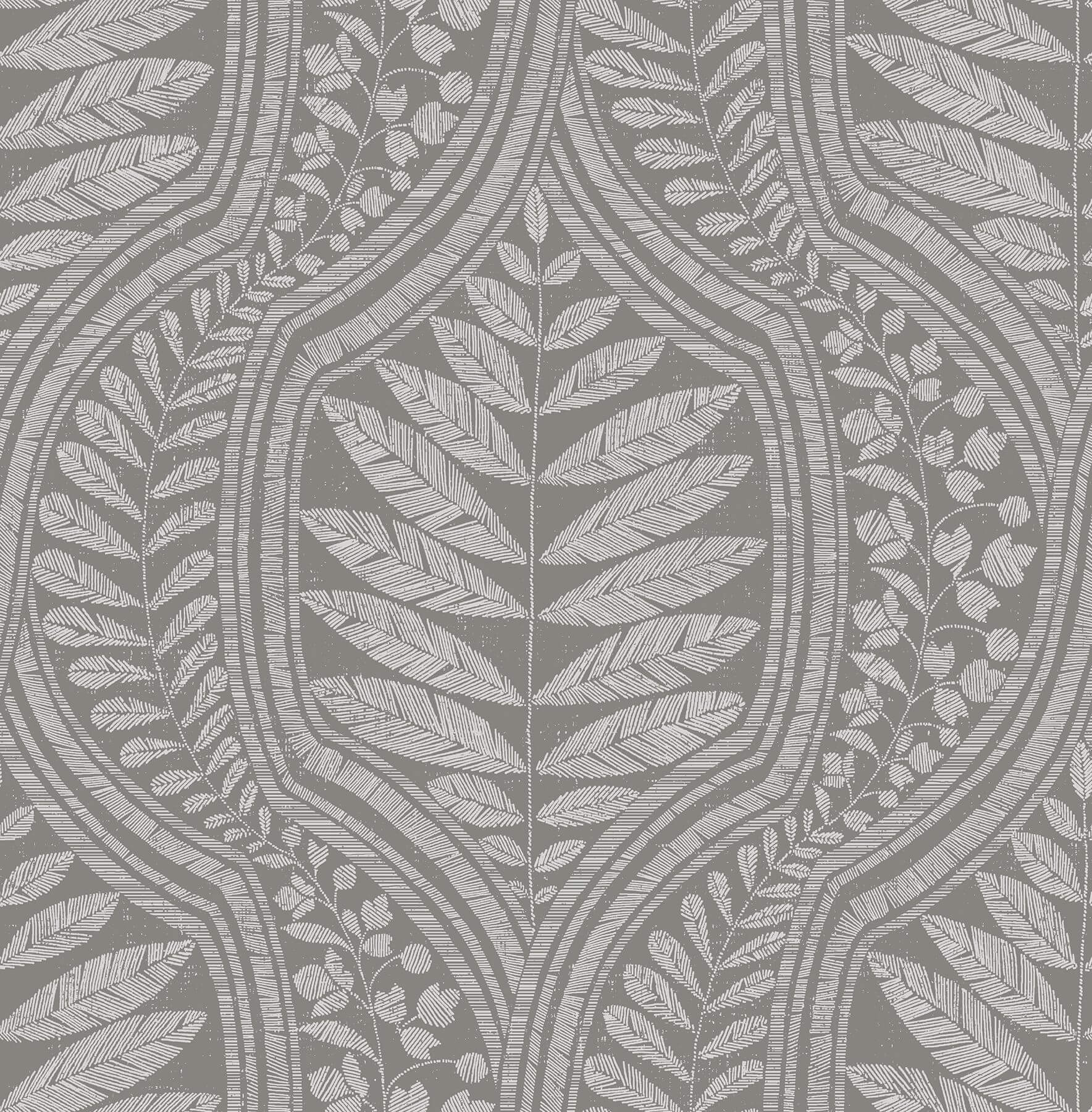 Juno Dark Grey Grey Ogee Wallpaper - York Wallcoverings - 2964-25951 - York Wallcoverings Wallpaper