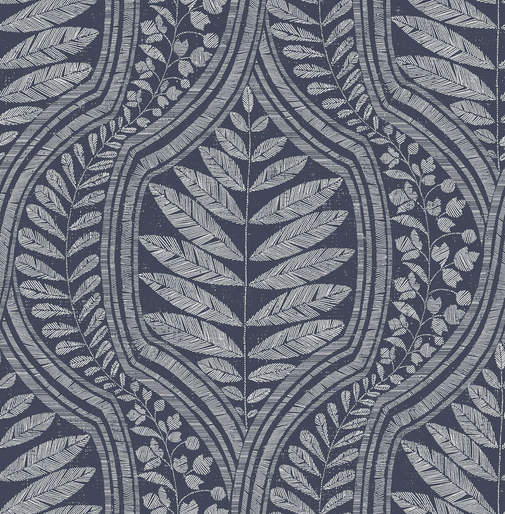 Picture of Juno Indigo Ogee Wallpaper- Scott Living