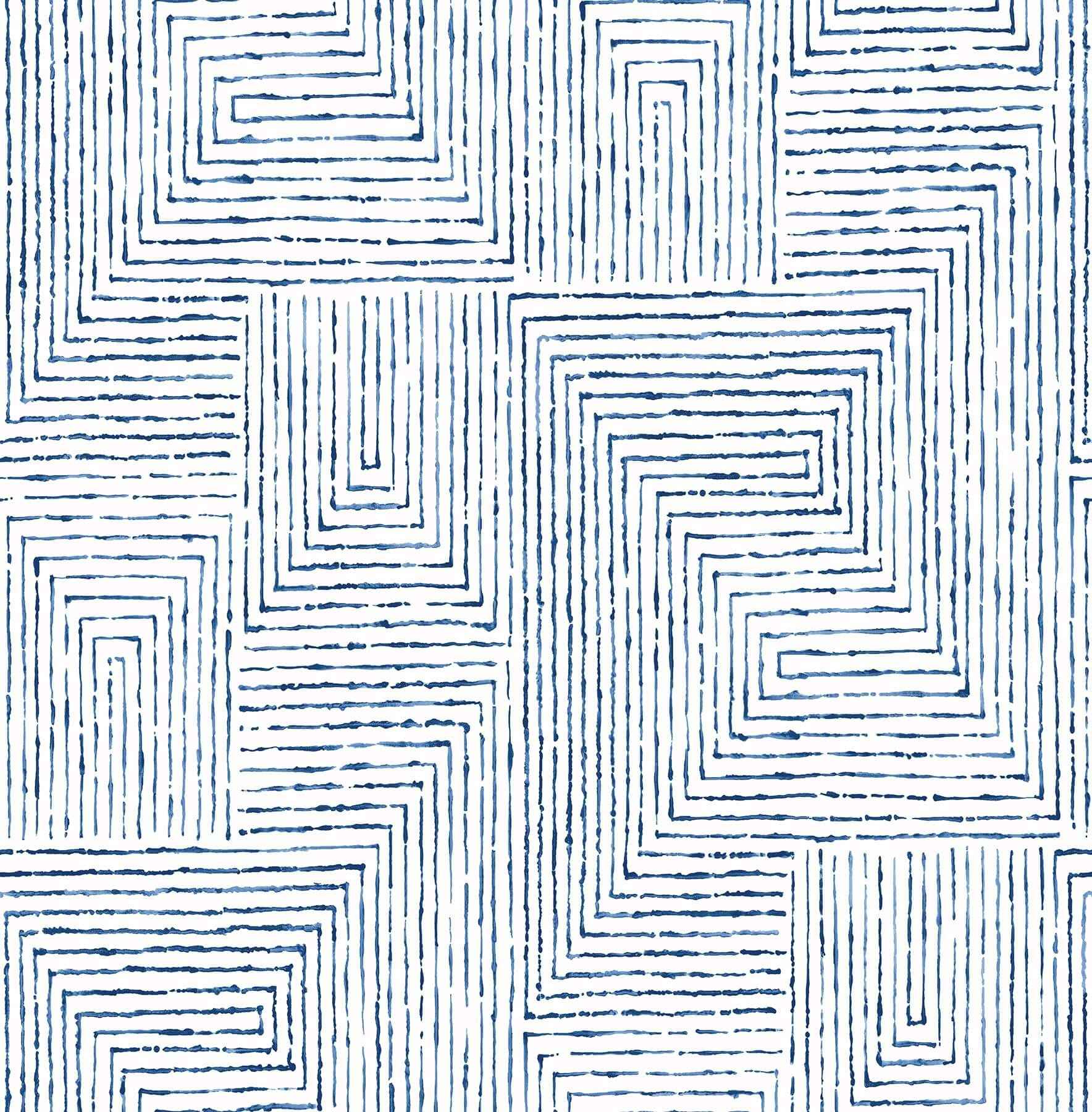 Merritt Indigo Geometric Wallpaper - York Wallcoverings - 2964-25955 - York Wallcoverings Wallpaper