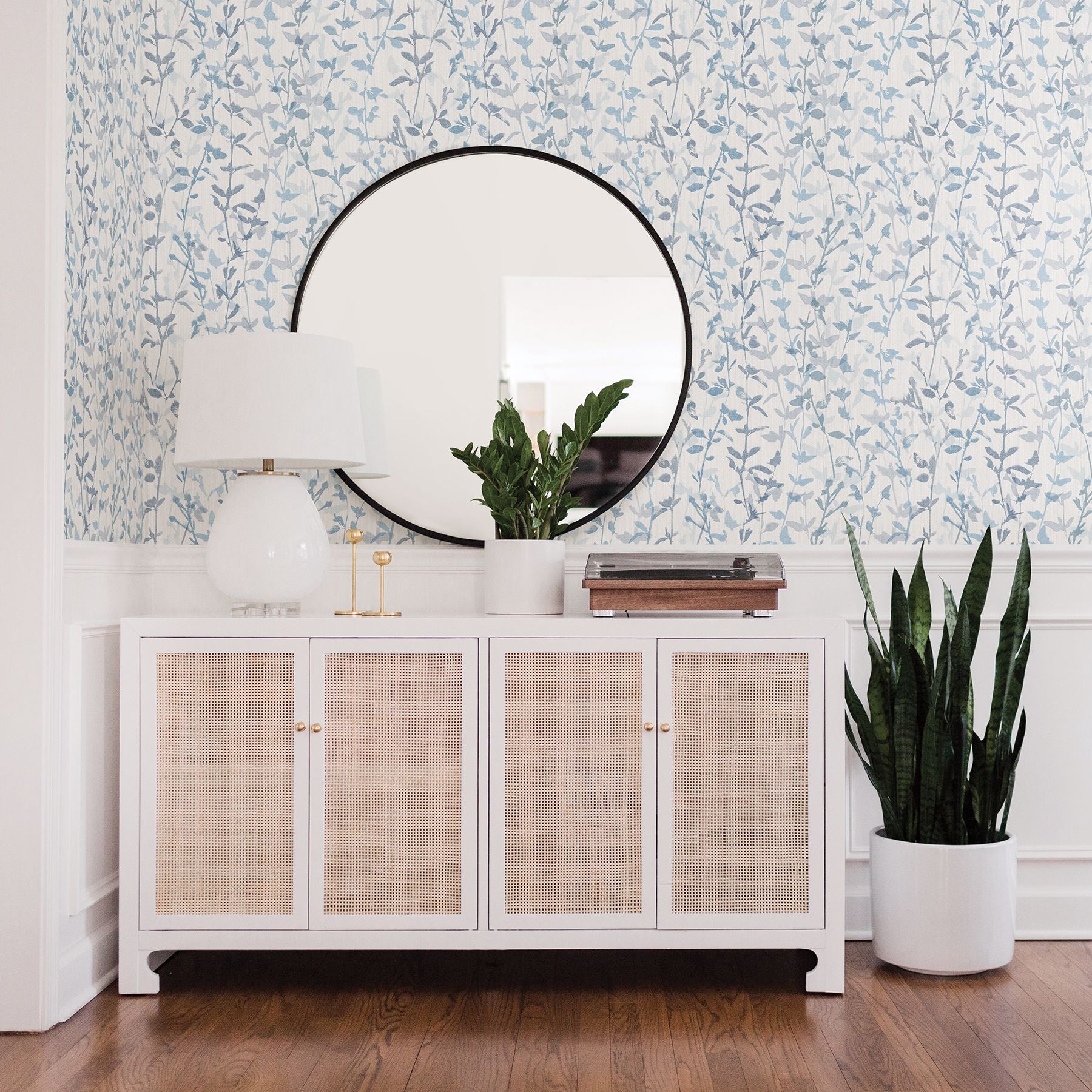 Thea Blue Floral Trail Wallpaper- Scott Living  | Brewster Wallcovering - The WorkRm