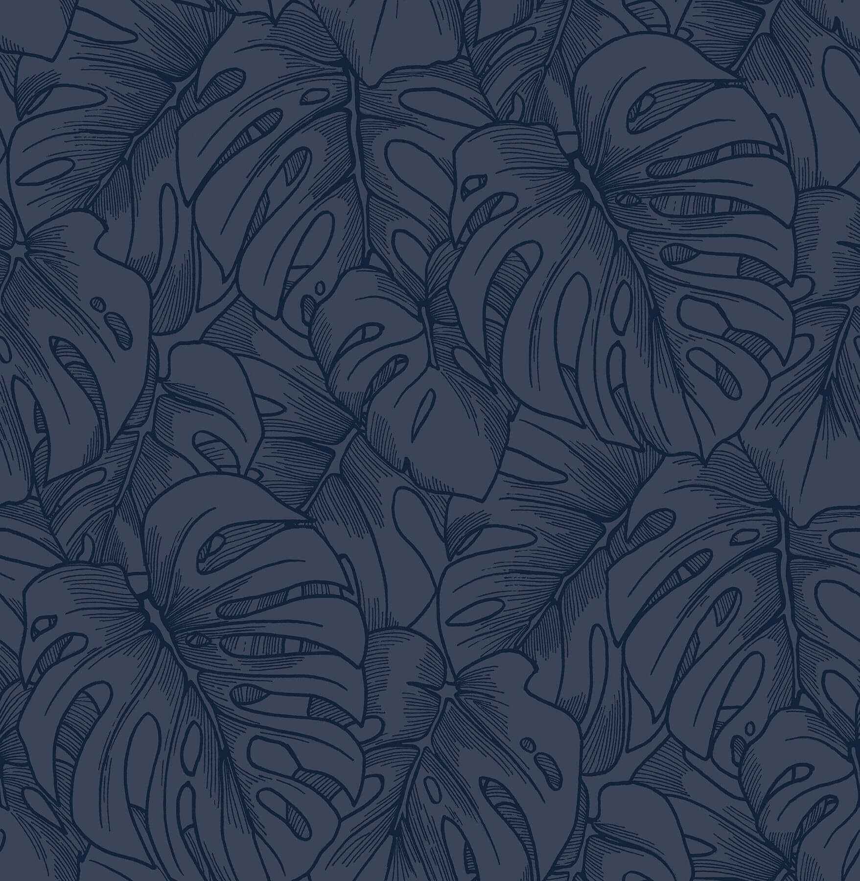 Balboa Indigo Botanical Wallpaper - York Wallcoverings - 2964-87342