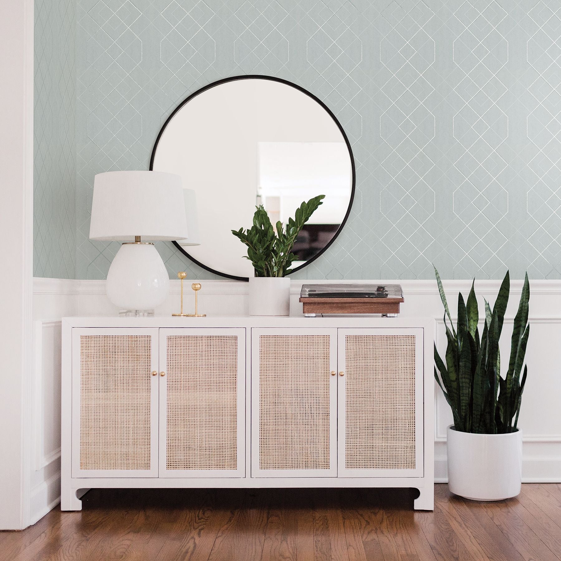 Ballard Light Blue Geometric Wallpaper- Scott Living  | Brewster Wallcovering - The WorkRm