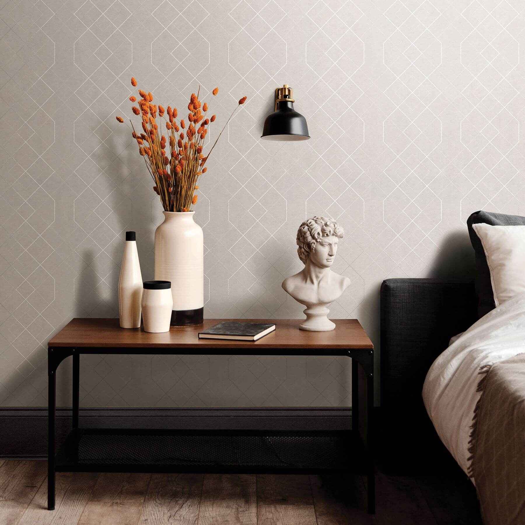 Ballard Silver Geometric Wallpaper - York Wallcoverings - 2964-87346 - York Wallcoverings Wallpaper