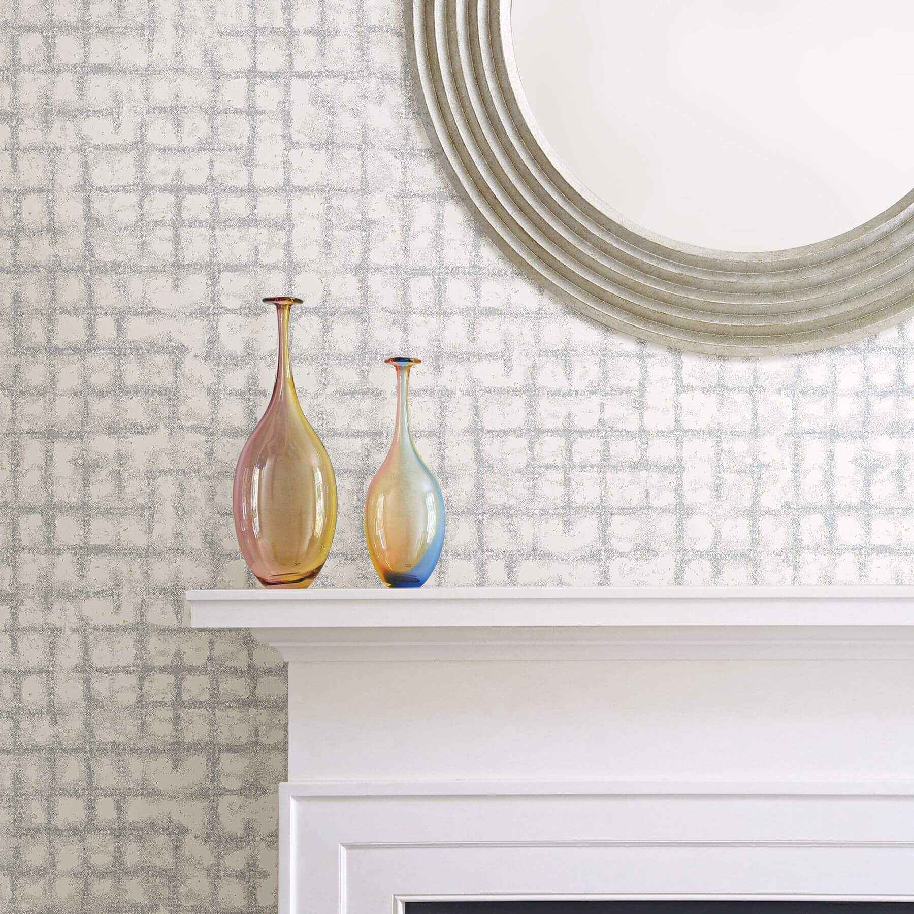 Shea Light Grey Distressed Geometric Wallpaper - York Wallcoverings - 2964-87348 - York Wallcoverings Wallpaper