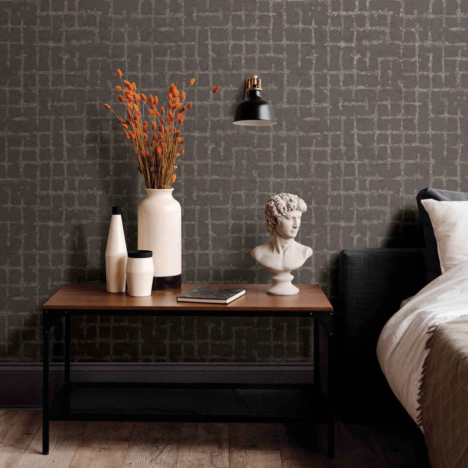 Shea Charcoal Distressed Geometric Wallpaper - York Wallcoverings - 2964-87349 - York Wallcoverings Wallpaper