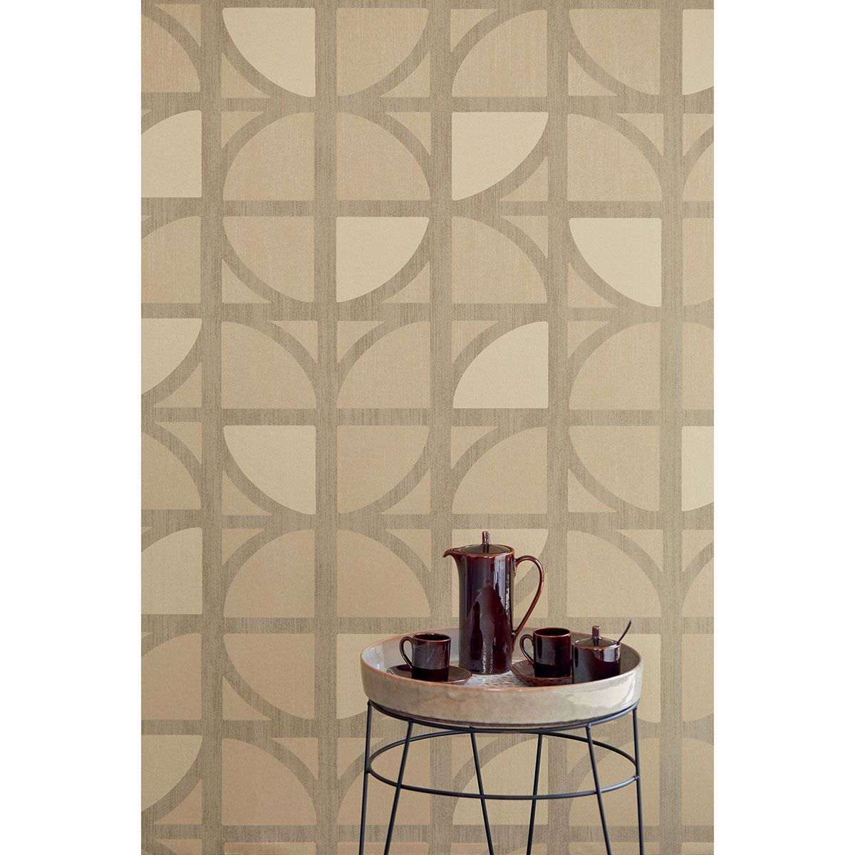 Tulip Gold Geometric Trellis Wallpaper - Brewster Wallcovering